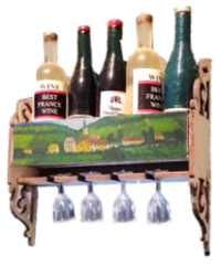0111 Bridgets wine rack incl glasses and bottles 1:12