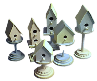 0120 Birdhouses on posts 1:12